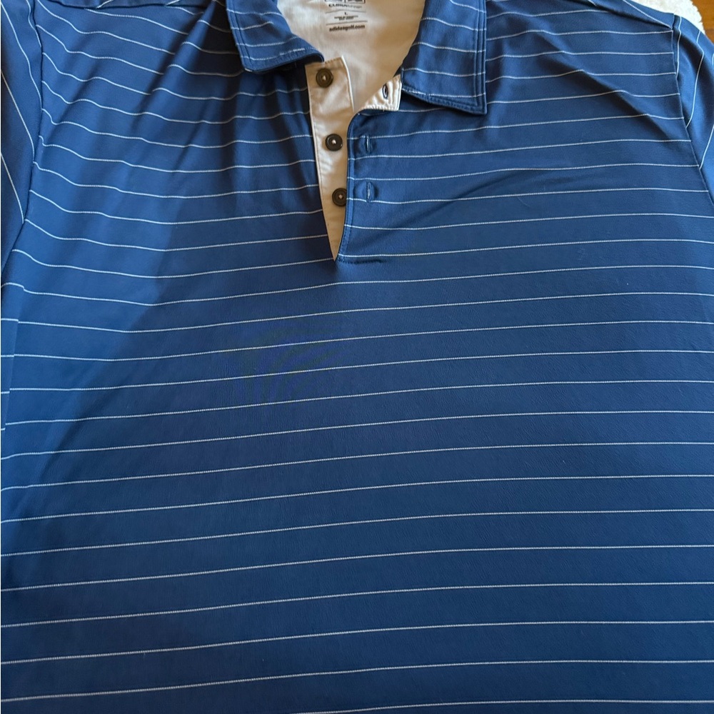 Men's Blue Striped Performance Golf Polo Shirt